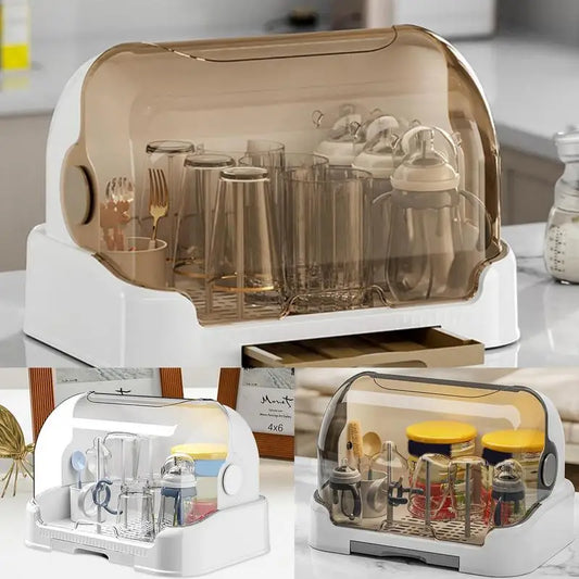 Baby Bottle Drying Rack with Lid (Dust-Free & Hygienic)