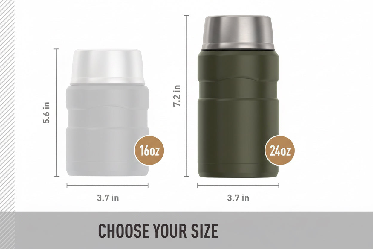Stainless King Vacuum-Insulated Food Jar, 24 Ounce, Army Green